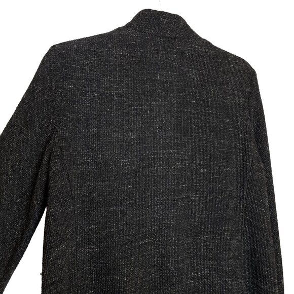 Eileen Fisher Charcoal Grey and Black Tweed Open Front Jacket, L - Picture 4 of 9